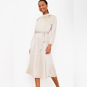 LOFT Dotted Mock Neck Midi Dress size 12